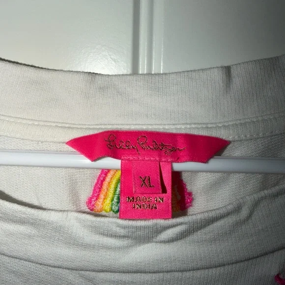 Lilly Pulitzer Women’s White Sweatshirt with Rainbow Embroidery - Picture 3 of 3